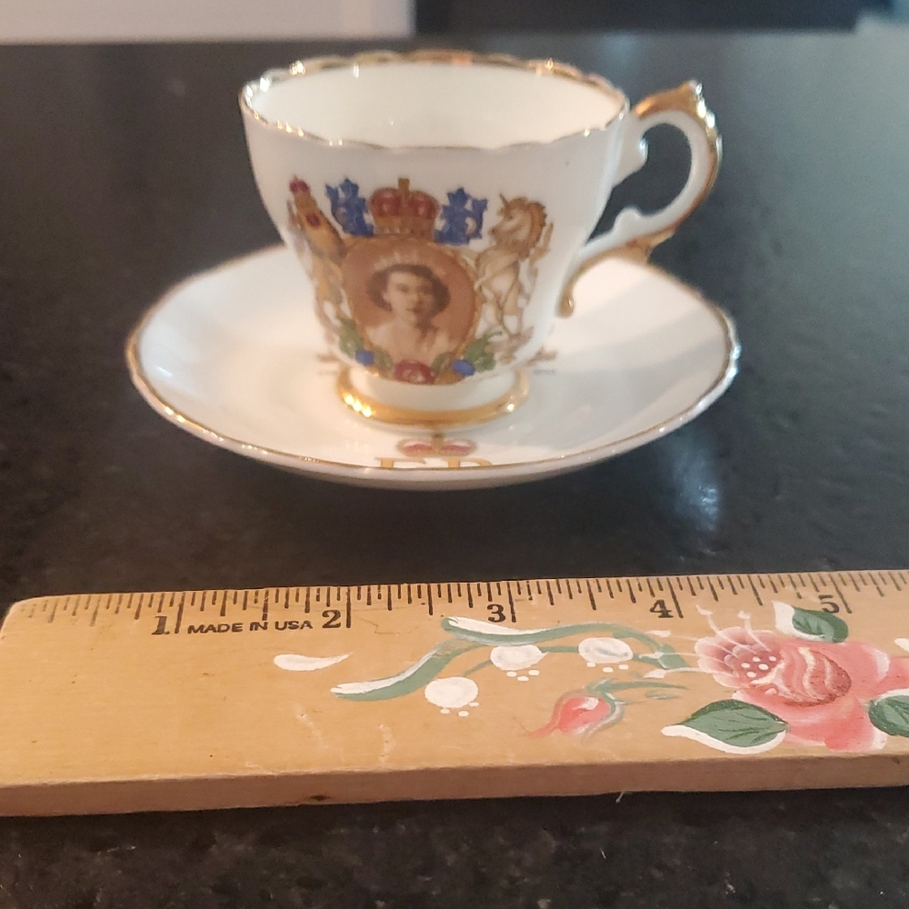Antique Royal Queen Elizabeth Commemorative Coronation Teacup and Saucer